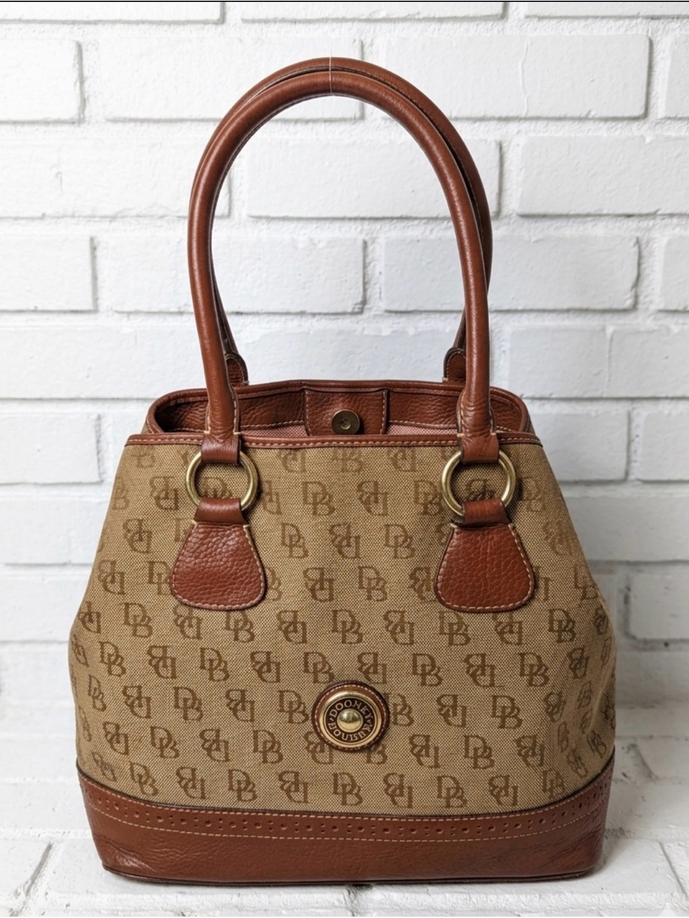 Vintage Dooney & Bourke Brown Monogram Satchel